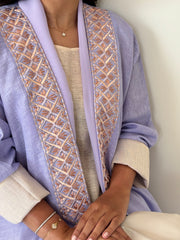 ENSEMBLE ABAYA EN LIN VIOLET