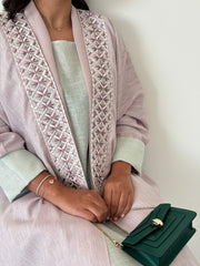 ENSEMBLE ABAYA EN LIN LAVANDE