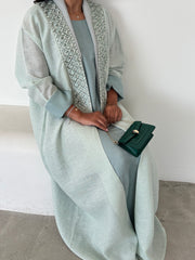 ENSEMBLE ABAYA EN LIN VERT